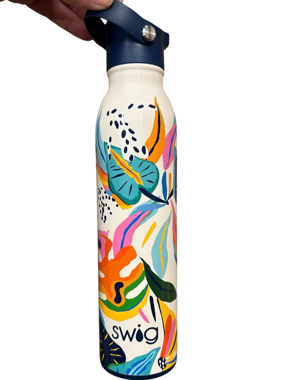 Swig Life insulated stainless steel water bottle Calypso pattern flip sip lid